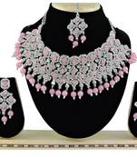 Pink designer function wear ad necklace set