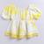 Girl's summer cotton cambric clothing set - yellow tie-dye abstract print top with straight pants (size 22-30)