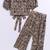 Girl's summer cotton clothing set - black kalamkari block print crop top with wide leg pants for casual wear