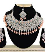 Orange designer function wear ad necklace set