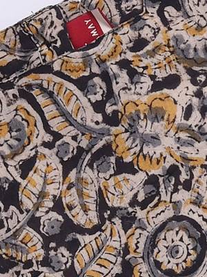 Girl's summer cotton clothing set - black kalamkari block print crop top with wide leg pants for casual wear 4
