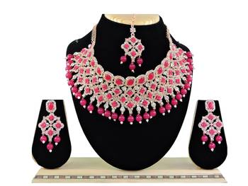 Red designer function wear ad necklace set 1