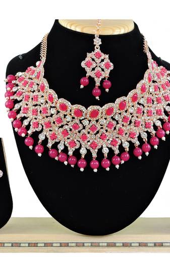 Red designer function wear ad necklace set