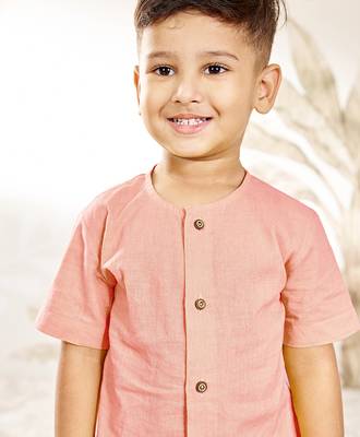 Baby  peach cotton kurta pyjama set - traditional festive ethnic wear rakhi festival dress (size 14-20) 2