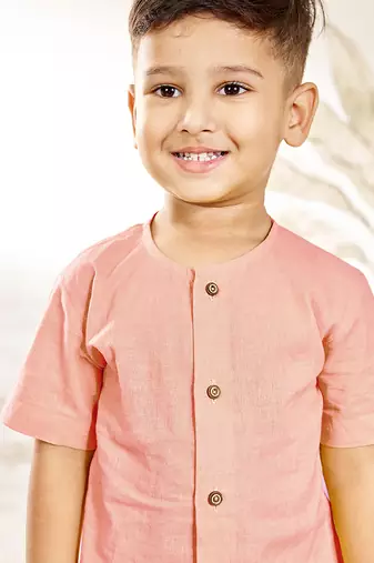 Baby  peach cotton kurta pyjama set - traditional festive ethnic wear rakhi festival dress (size 14-20)