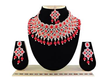 Red designer function wear ad necklace set 1