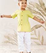 Baby  yellow cotton kurta pyjama set - rakhi traditional outfit (size 14-20)