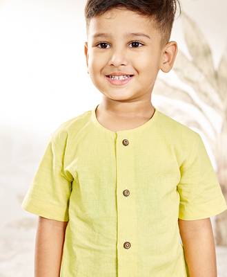 Baby  yellow cotton kurta pyjama set - rakhi traditional outfit (size 14-20) 2