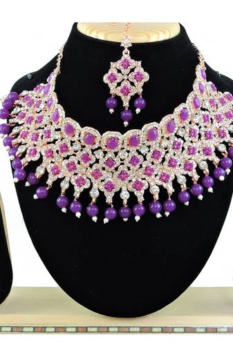 Purple designer function wear ad necklace set
