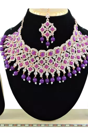 Purple designer function wear ad necklace set