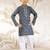 Boy's cotton kurta pyjama set - blue raksha bandhan traditional ethnic wear with kantha work (ages 2-12)
