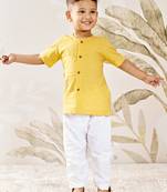 Baby  mustard cotton kurta pyjama set -rakhi outfit traditional festive ethnic wear (size 14-20)