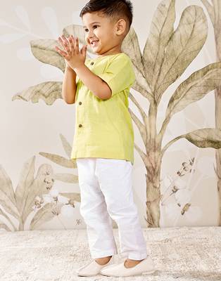 Baby  yellow cotton kurta pyjama set - rakhi traditional outfit (size 14-20) 4