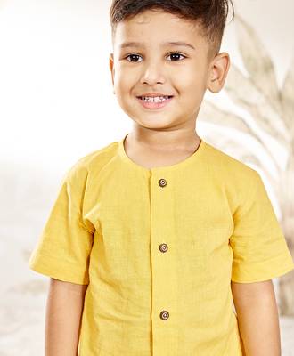Baby  mustard cotton kurta pyjama set -rakhi outfit traditional festive ethnic wear (size 14-20) 2