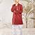 Boy's cotton kurta pyjama set - red raksha bandhan traditional ethnic wear with floral print (ages 2-12)