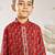 Boy's cotton kurta pyjama set - red raksha bandhan traditional ethnic wear with floral print (ages 2-12)