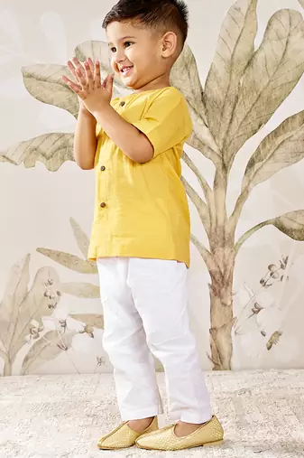 Baby  mustard cotton kurta pyjama set -rakhi outfit traditional festive ethnic wear (size 14-20)