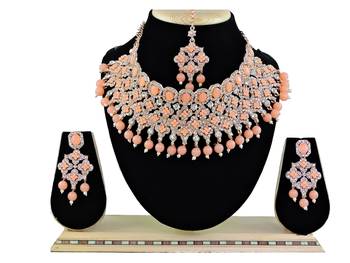 Orange designer function wear ad necklace set 1