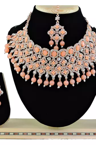 Orange designer function wear ad necklace set