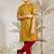 Boy's cotton kurta pyjama set - mustard raksha bandhan traditional ethnic wear with floral print (ages 2-12)