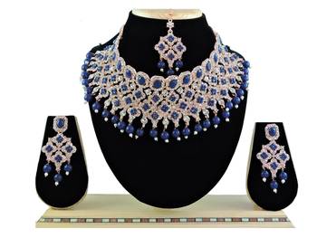 Blue designer function wear ad necklace set 1