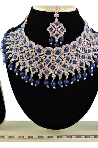 Blue designer function wear ad necklace set
