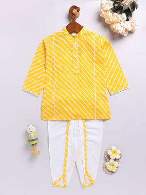  yellow cotton kurta dhoti set - raksha bandhan traditional ethnic wear (size 14-20) 1