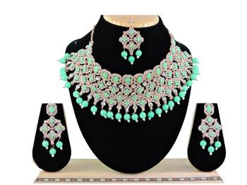 Green designer function wear ad necklace set 1