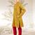 Boy's cotton kurta pyjama set - mustard raksha bandhan traditional ethnic wear with floral print (ages 2-12)