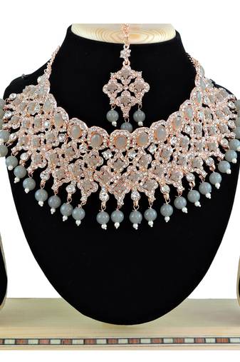Grey designer function wear ad necklace set