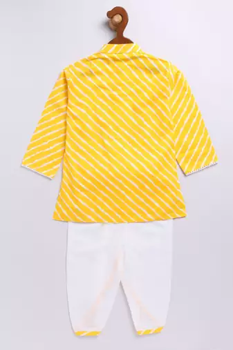  yellow cotton kurta dhoti set - raksha bandhan traditional ethnic wear (size 14-20)
