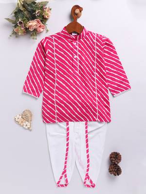  pink cotton kurta dhoti set - raksha bandhan traditional ethnic wear (size 14-20) 1