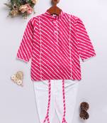  pink cotton kurta dhoti set - raksha bandhan traditional ethnic wear (size 14-20)