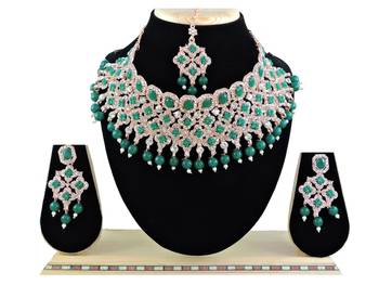 Green designer function wear ad necklace set 1