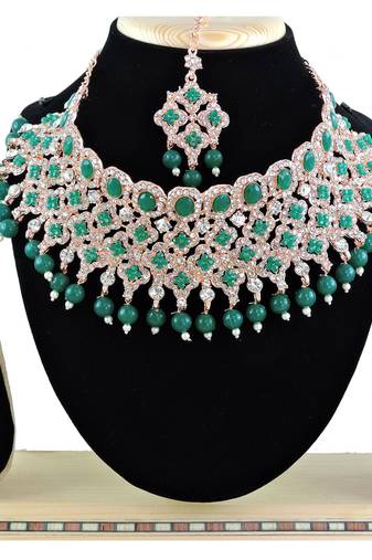 Green designer function wear ad necklace set
