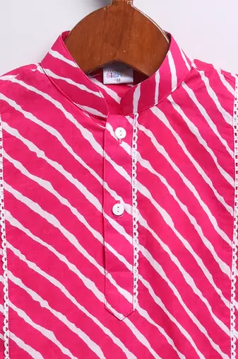  pink cotton kurta dhoti set - raksha bandhan traditional ethnic wear (size 14-20)