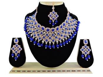 Blue designer function wear ad necklace set 1