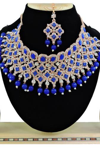 Blue designer function wear ad necklace set