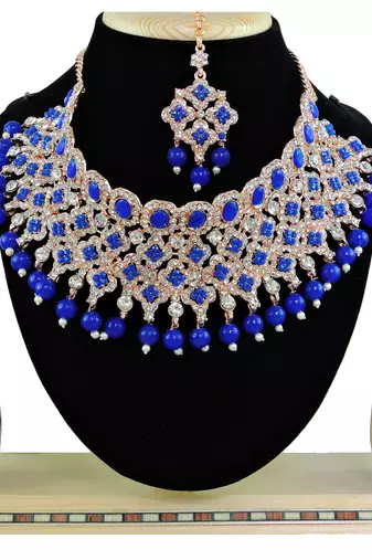 Blue designer function wear ad necklace set