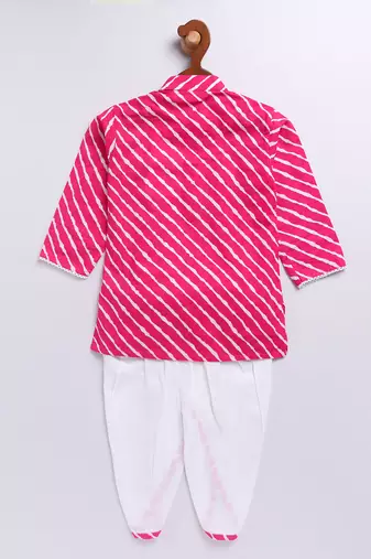 pink cotton kurta dhoti set - raksha bandhan traditional ethnic wear (size 14-20)