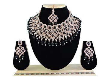 Black designer function wear ad necklace set 1