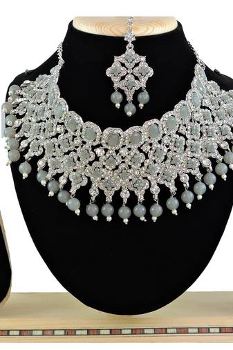 Grey designer function wear ad necklace set