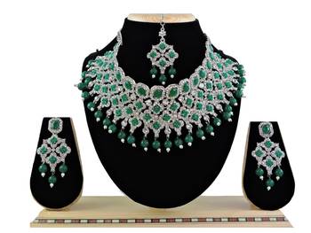 Green designer function wear ad necklace set 1