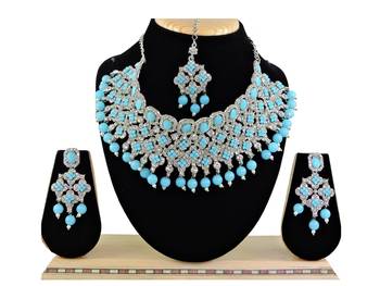 Turquoise designer function wear ad necklace set 1