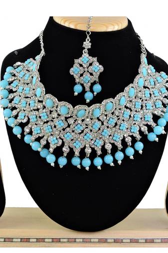 Turquoise designer function wear ad necklace set