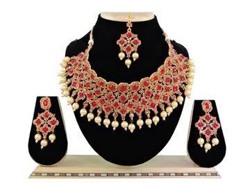 Red designer function wear ad necklace set 1