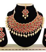 Red designer function wear ad necklace set