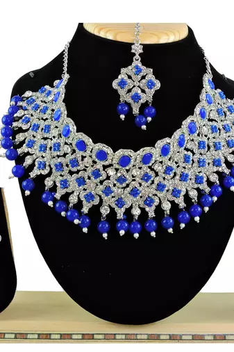 Blue designer function wear ad necklace set