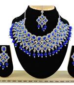 Blue designer function wear ad necklace set