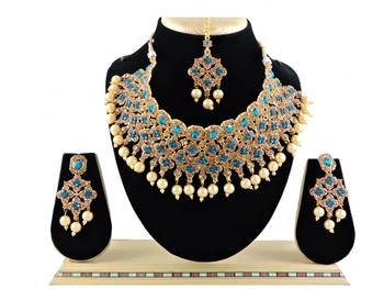 Turquoise designer function wear ad necklace set 1